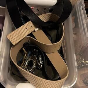 Bundle of belts all different colors and sizes